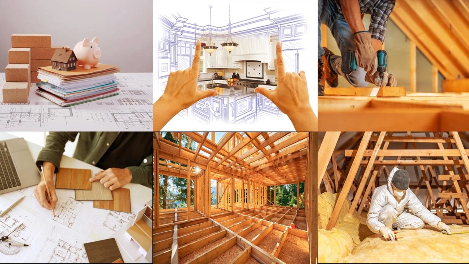 Craftsmen and plans on a Hawk Construction job site