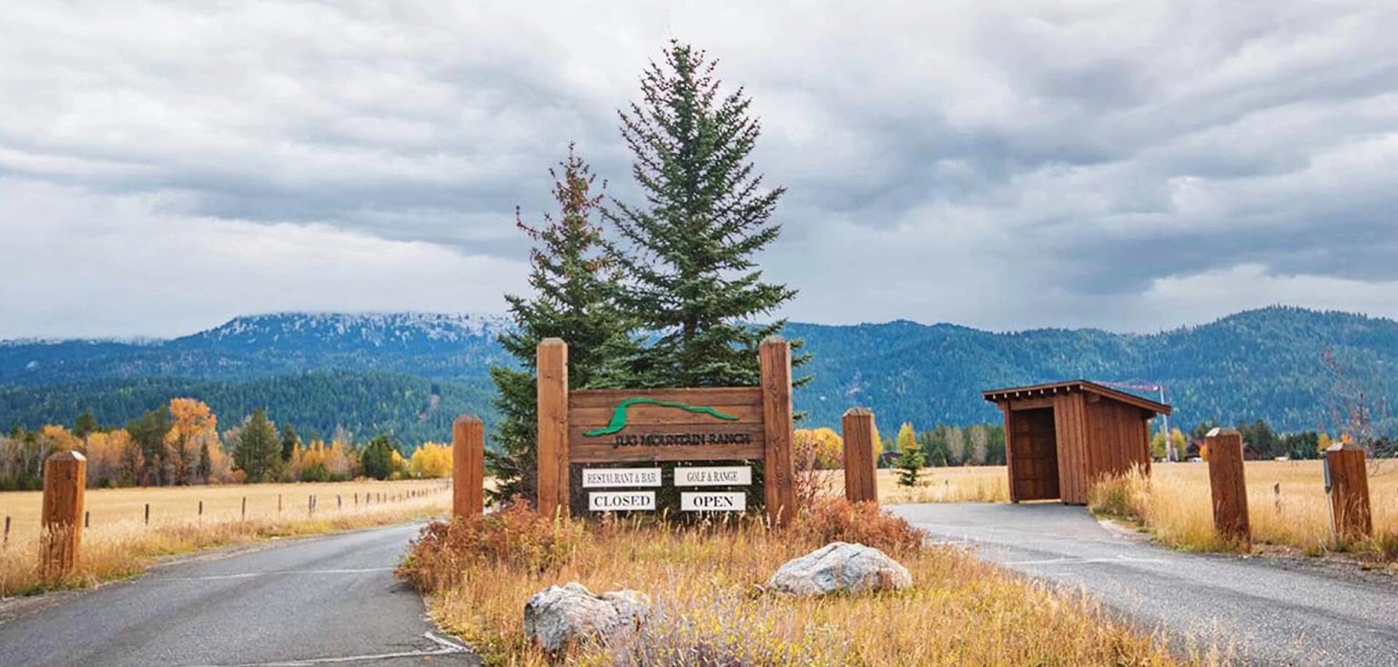 A home at Jug Mountain Ranch, set against the mountain backdrop south of McCall